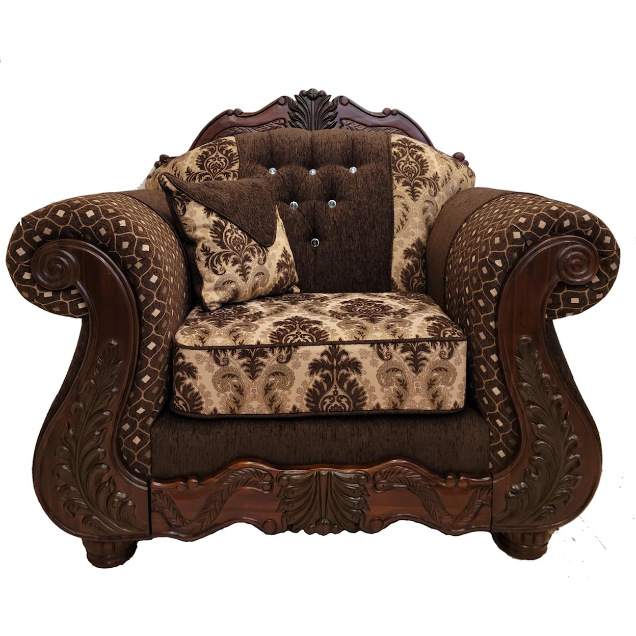 Phoenix Custom Furniture Crystal Chair Brown w Crystals