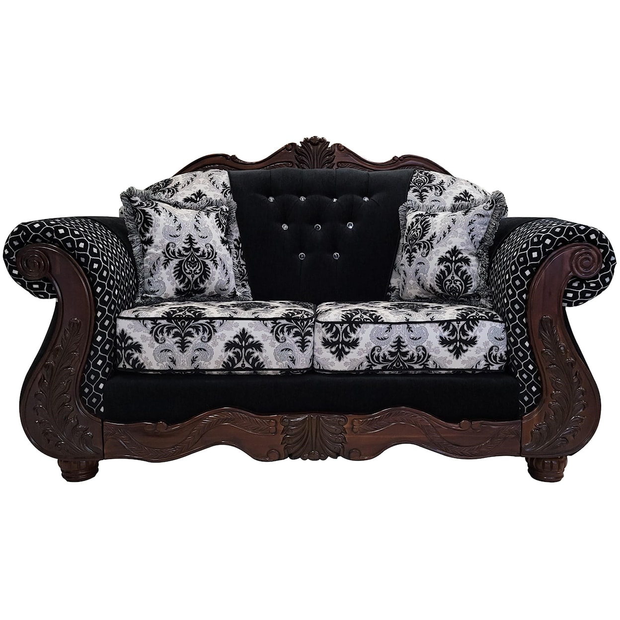 Phoenix Custom Furniture Crystal Crystal Love Seat Black w Crystals