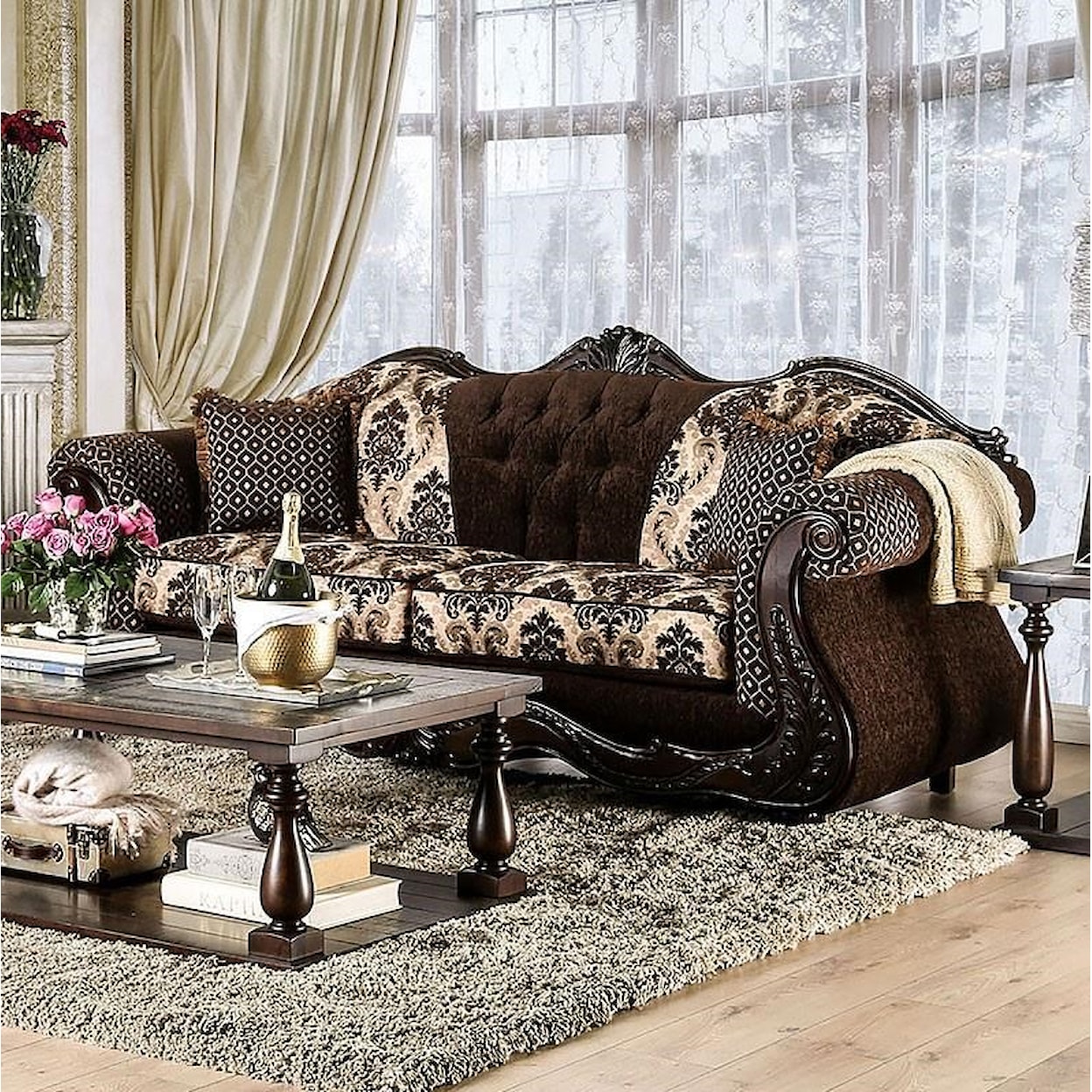 Phoenix Custom Furniture Crystal Crystal Sofa Brown