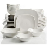 40-Piece Modern White Ceramic Dinnerware Set (Service for 8)