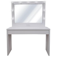 White Vanity with Mirror - 1 Large Drawer