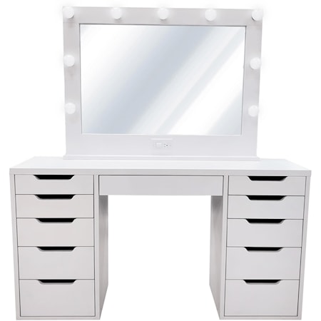 White Vanity with Mirror