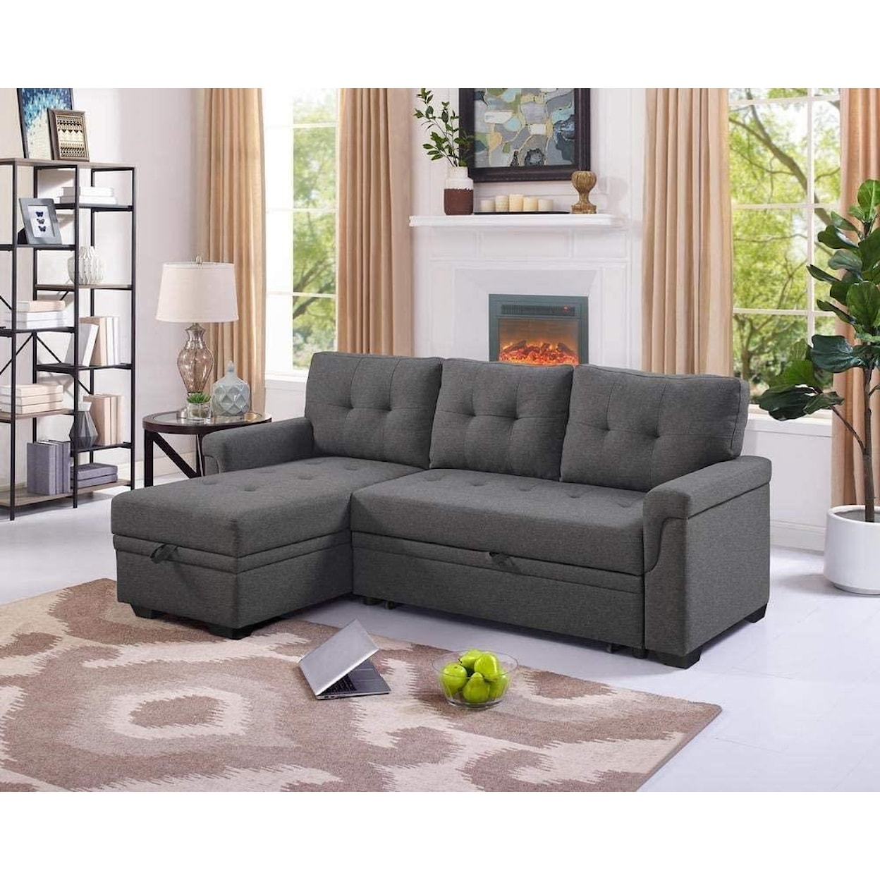 Exclusive Lucca Reversible Sleeper Sofa w Storage