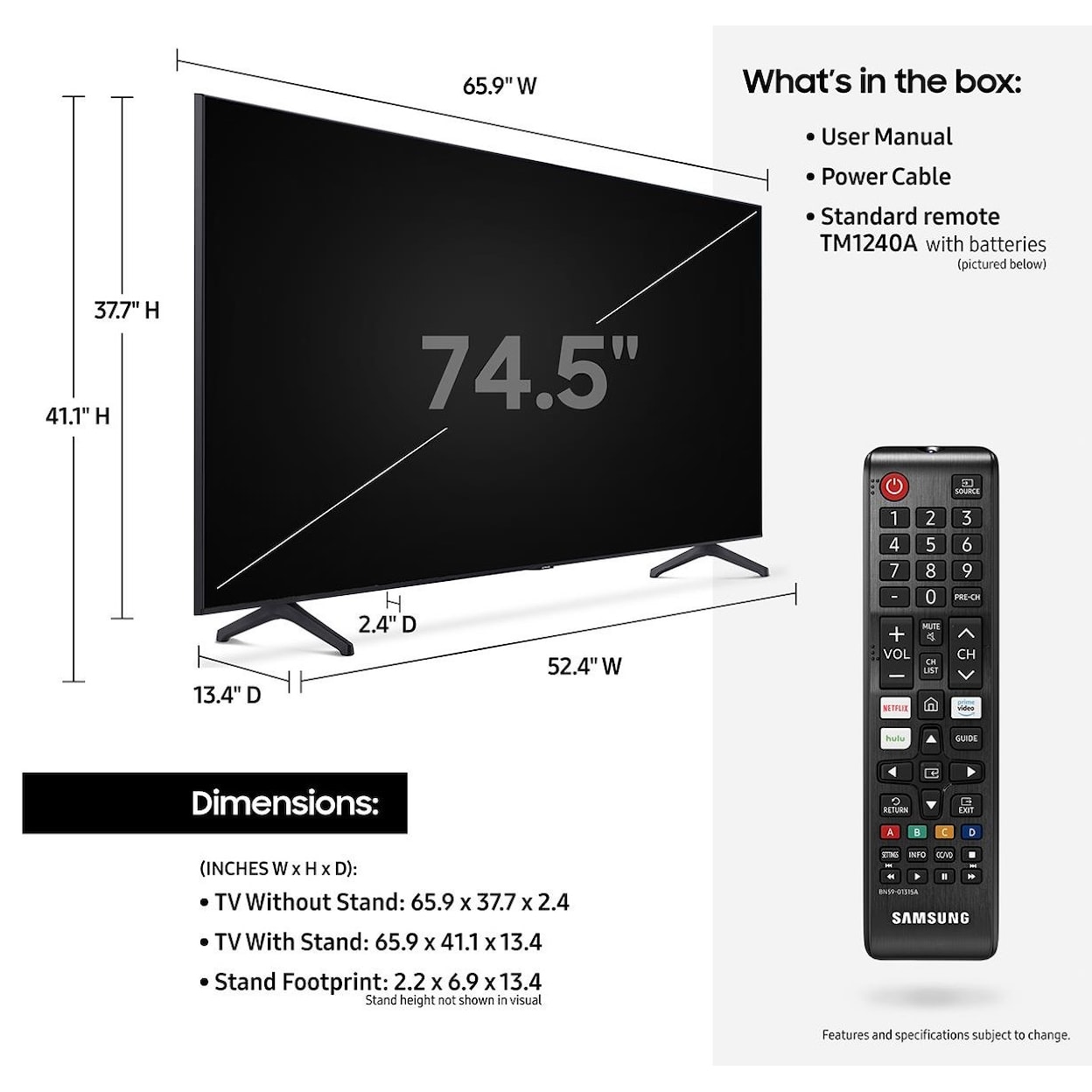 Samsung Electronics TU7000 SAMSUNG 75 inch 4k LED Smart TV