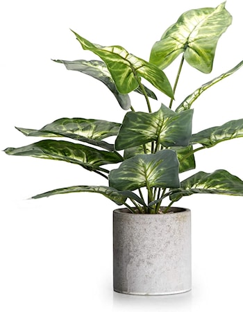 15" Artificial Potted Green Leaf Plant