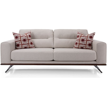 Mid Century Modern 2-Seat Sofa with Metal Legs or Metal Pedestal Base