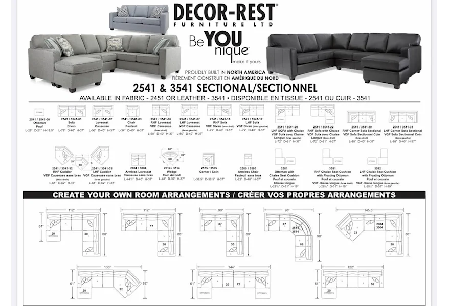 2541 Sectional Sofa by Decor-Rest at Stoney Creek Furniture 