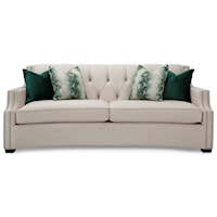 Transitional Tufted Sofa with Scooped Arms and Nailheads