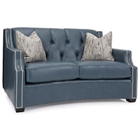 Transitional Tufted Loveseat with Scooped Arms and Nailheads