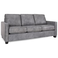 Contemporary Leather Sofa with Track Arms