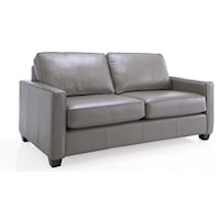 Contemporary Leather Loveseat with Track Arms