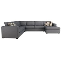 4-Piece Contemporary Sectional Sofa with Track Arms
