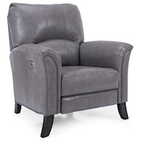 Transitional All Leather Power Reclining Chair with Tapered Arms