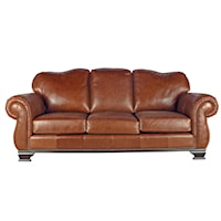 Leather Sofa with Nail Head Trim