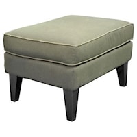 Customizable Ottoman with Tall Tapered Wood Legs