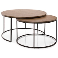 Contemporary Metal and Wood Nesting Coffee Tables