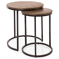 Contemporary Metal and Wood Nesting Side Tables