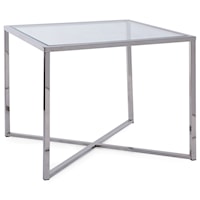 Contemporary Chrome End Table with Glass Top