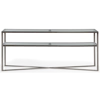 Contemporary 70" Chrome Console Table with Glass Shelf