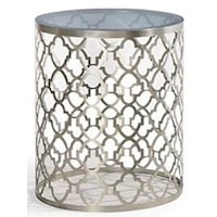 Round End Table with Patterned Metal Base