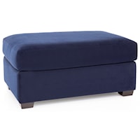 Transitional Ottoman with Exposed Wood Feet