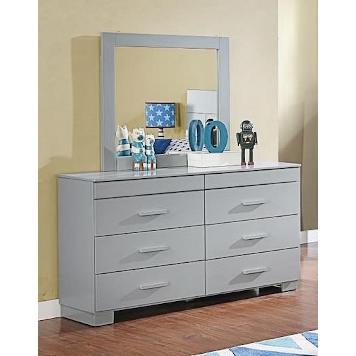 Exclusive Adler Dresser and Mirror Grey