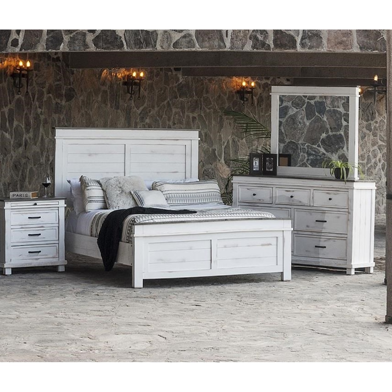 Exclusive Midnight Queen Bed Dresser and 1 Nightstand