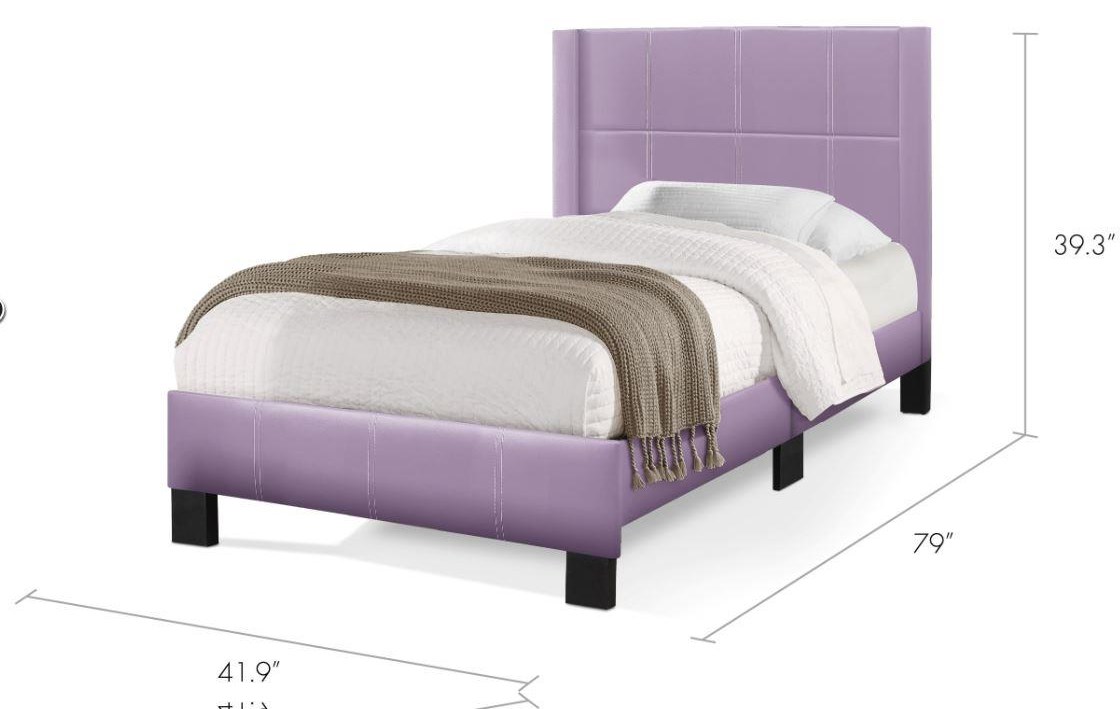 Twin  Upholstered Bed Purple