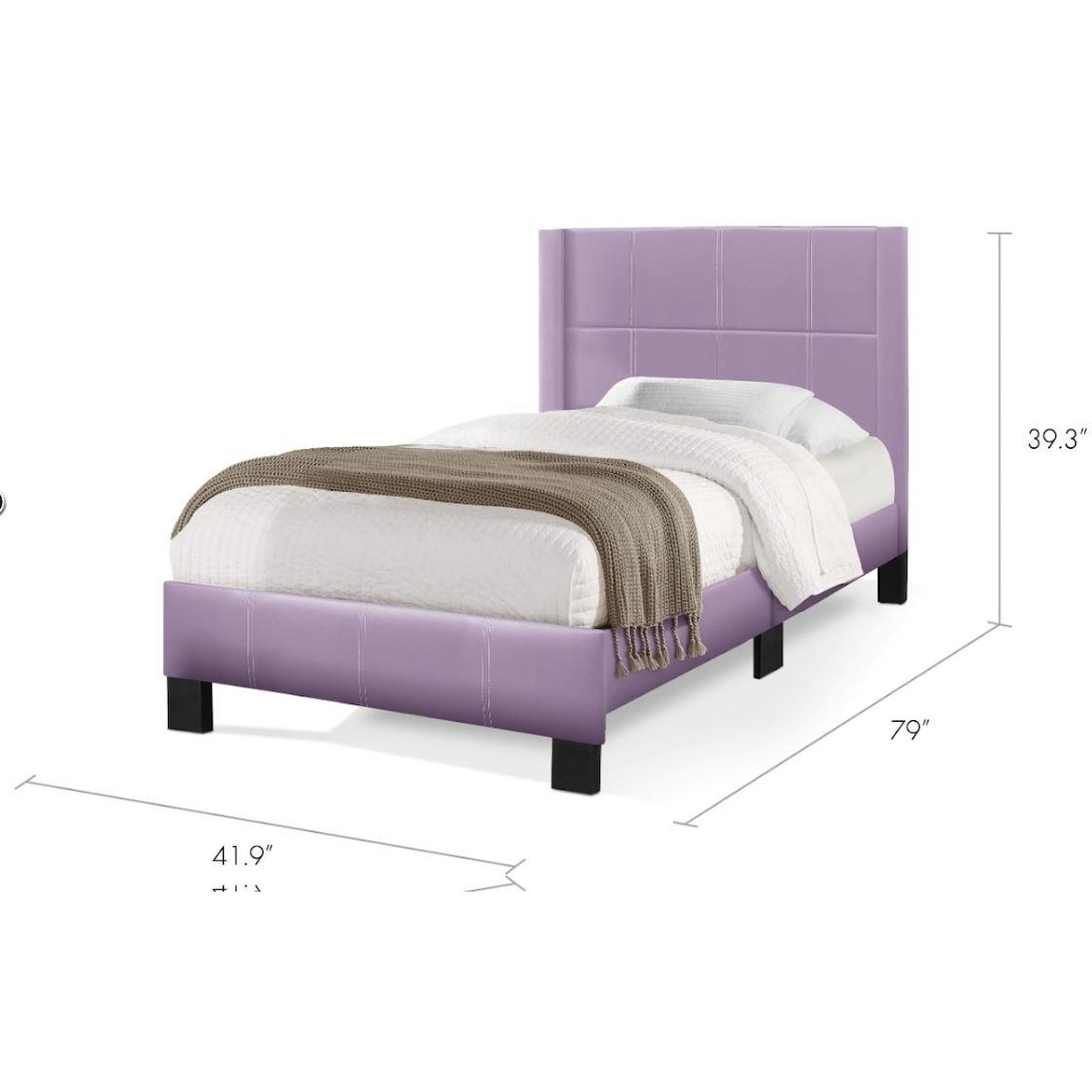 Exclusive Reina Twin  Upholstered Bed Purple