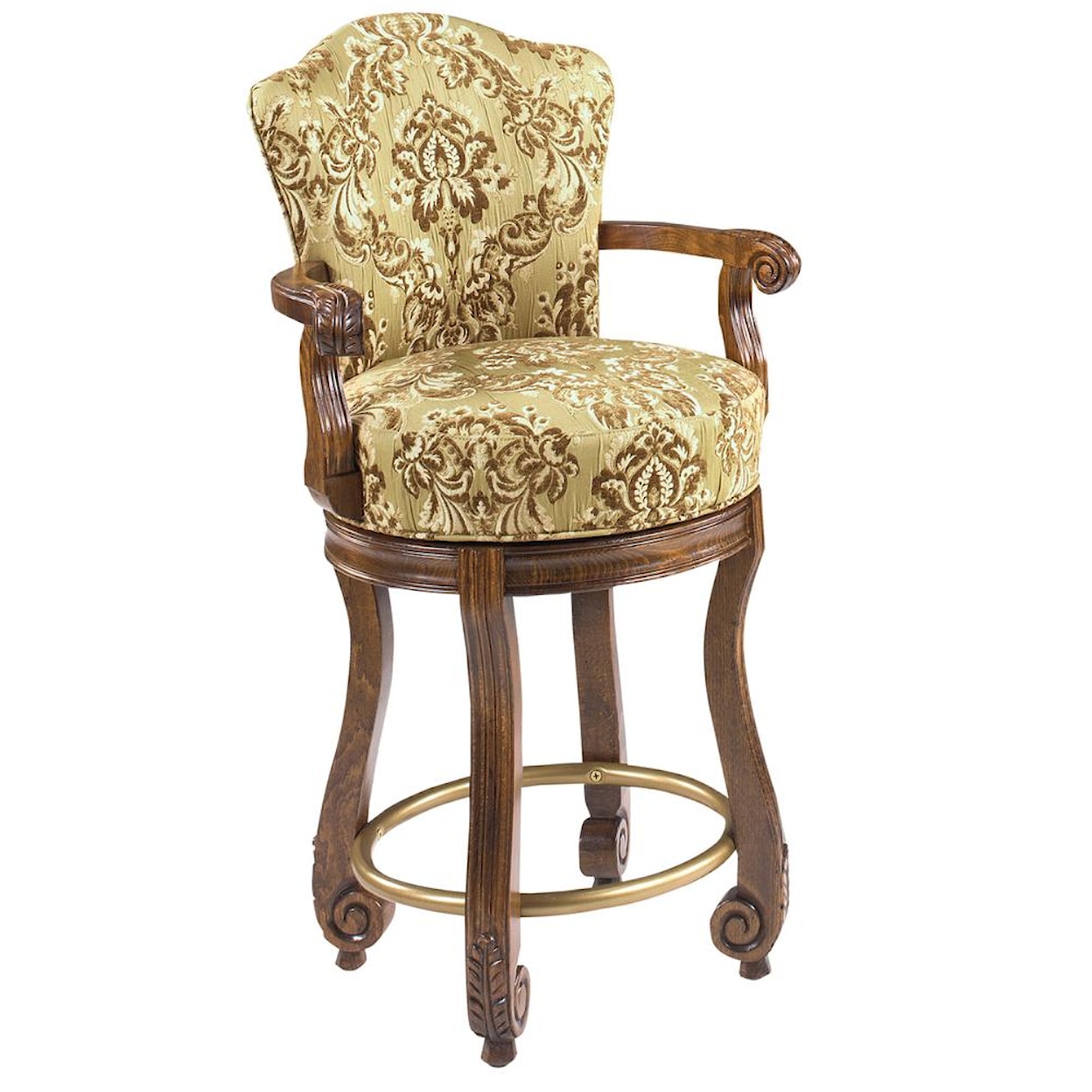 Designmaster Dining Stools Calais Carved Armed Swivel Stool