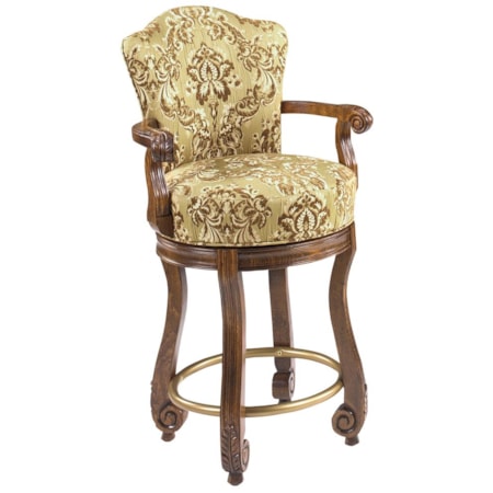 Calais Carved Armed Swivel Stool