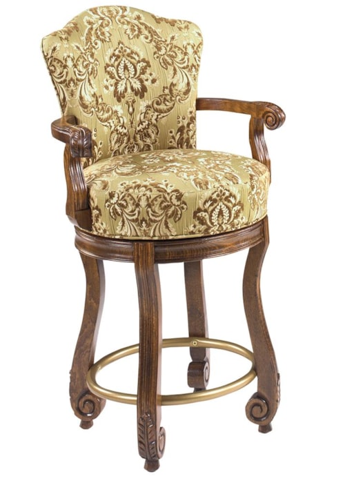 Calais Carved Arm Swivel Counter Height Stool