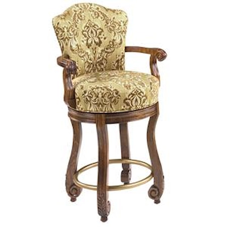 Calais Carved Armed Swivel Stool