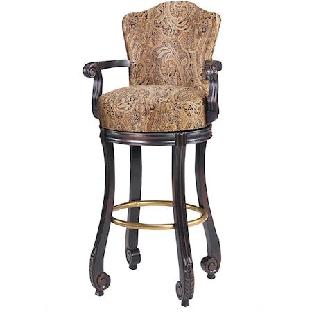 Calais Carved Armed Swivel Stool
