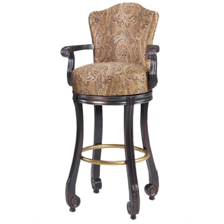 Calais Carved Armed Swivel Stool