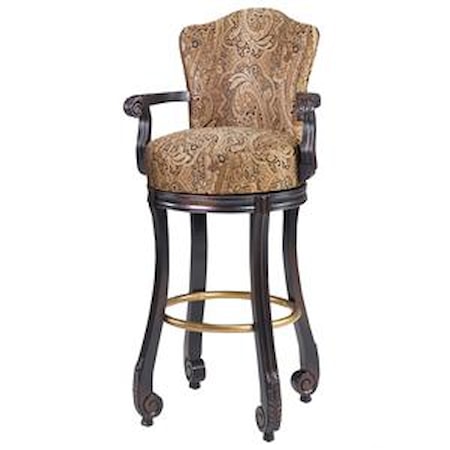 Calais Carved Armed Swivel Stool