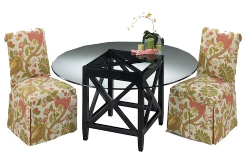 Cameron Wood Pedestal 'X' Base with Glass Top Table