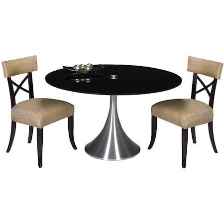 Del Mar Table with Black Glass Top