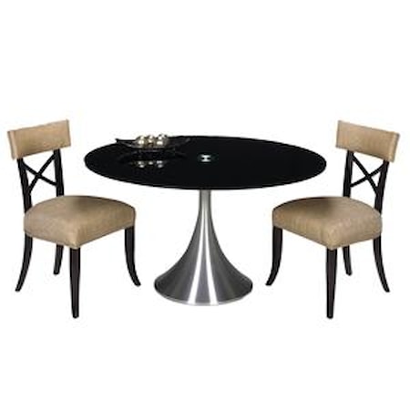 Del Mar Table with Black Glass Top