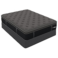 Twin Extra Long 15" Firm Euro Top Pocketed Coil Mattress and 5" Geneva Black Low Profile Foundation