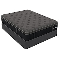 Cal King 15" Firm Euro Top Pocketed Coil Mattress and 5" Geneva Black Low Profile Foundation