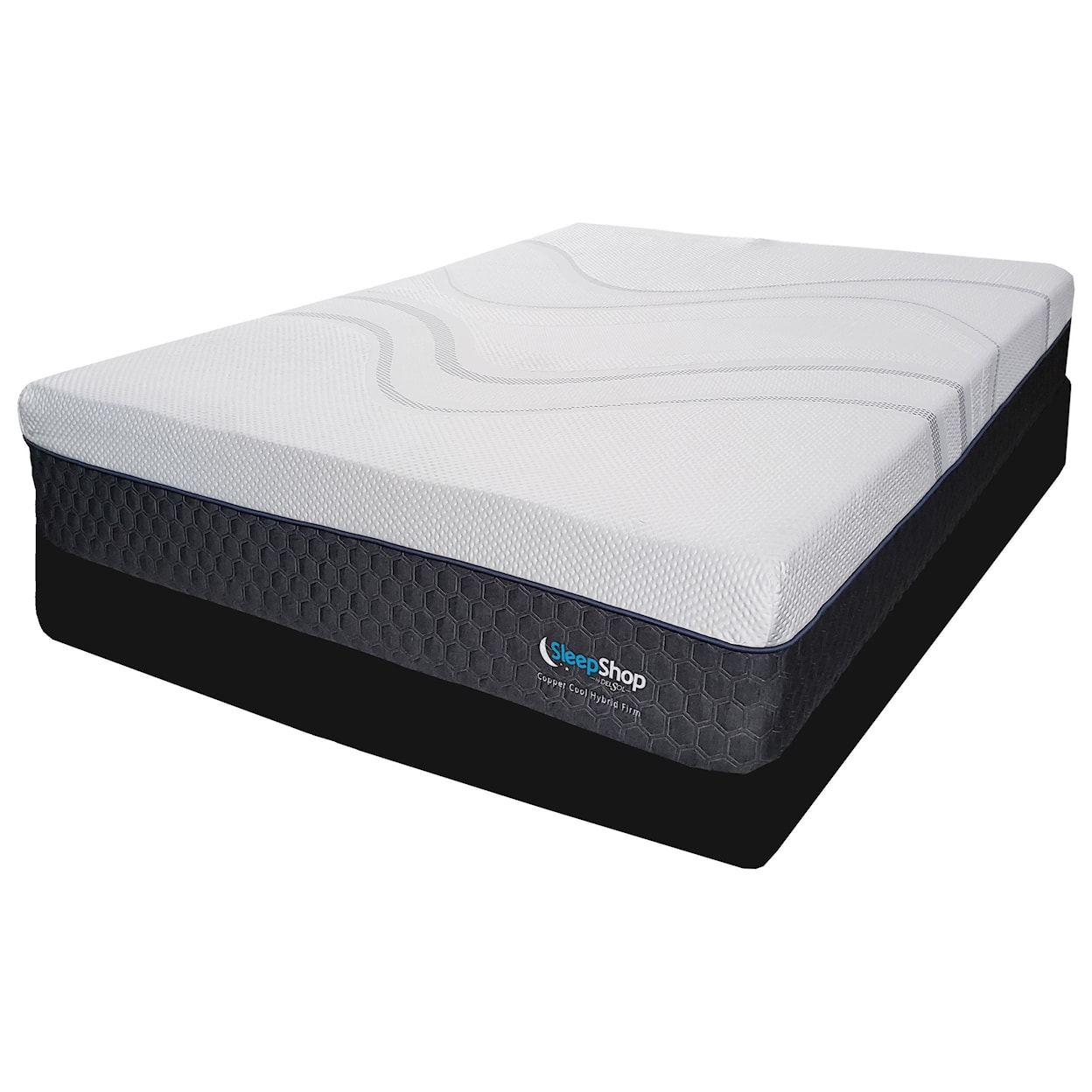 Sleep Shop Mattress Copper Cool Hybrid Medium Queen Hybrid Cooling Med Firm Low Pro Set