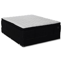 Twin Extra Long Plush Pillow Top Pocketed Coil Mattress and 9" Geneva Black Foundation