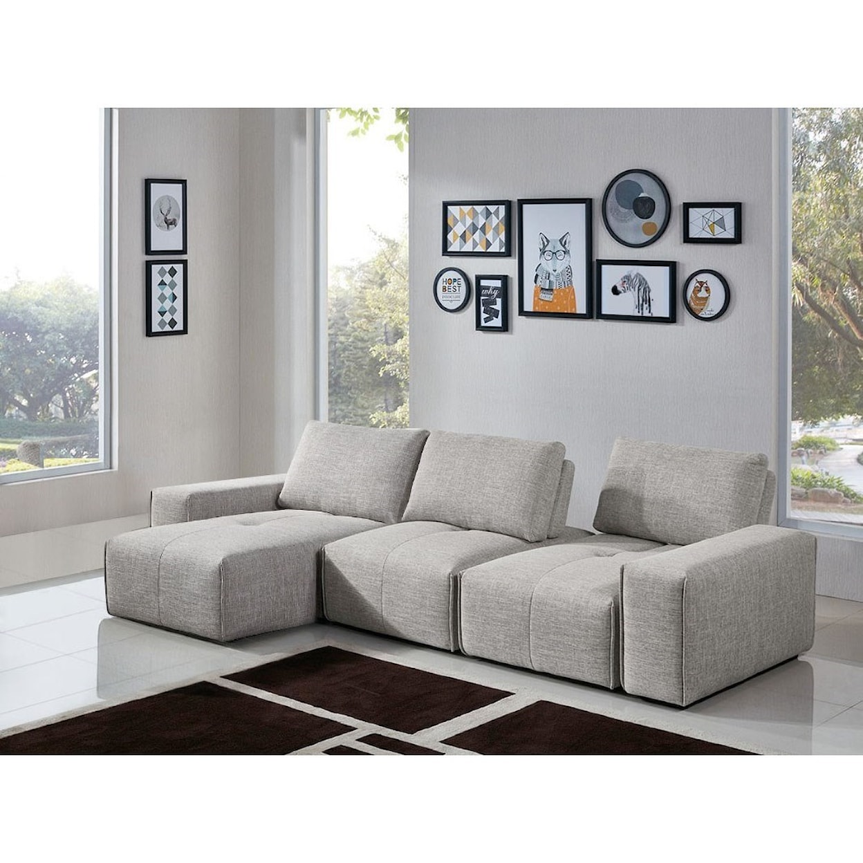 Diamond Sofa Furniture Jazz Three Seater Chaise Sectional with 