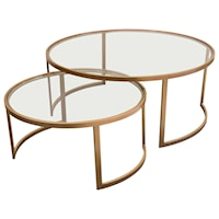 Glam 2-Piece Nesting Table Set with Clear Tempered Glass Tops