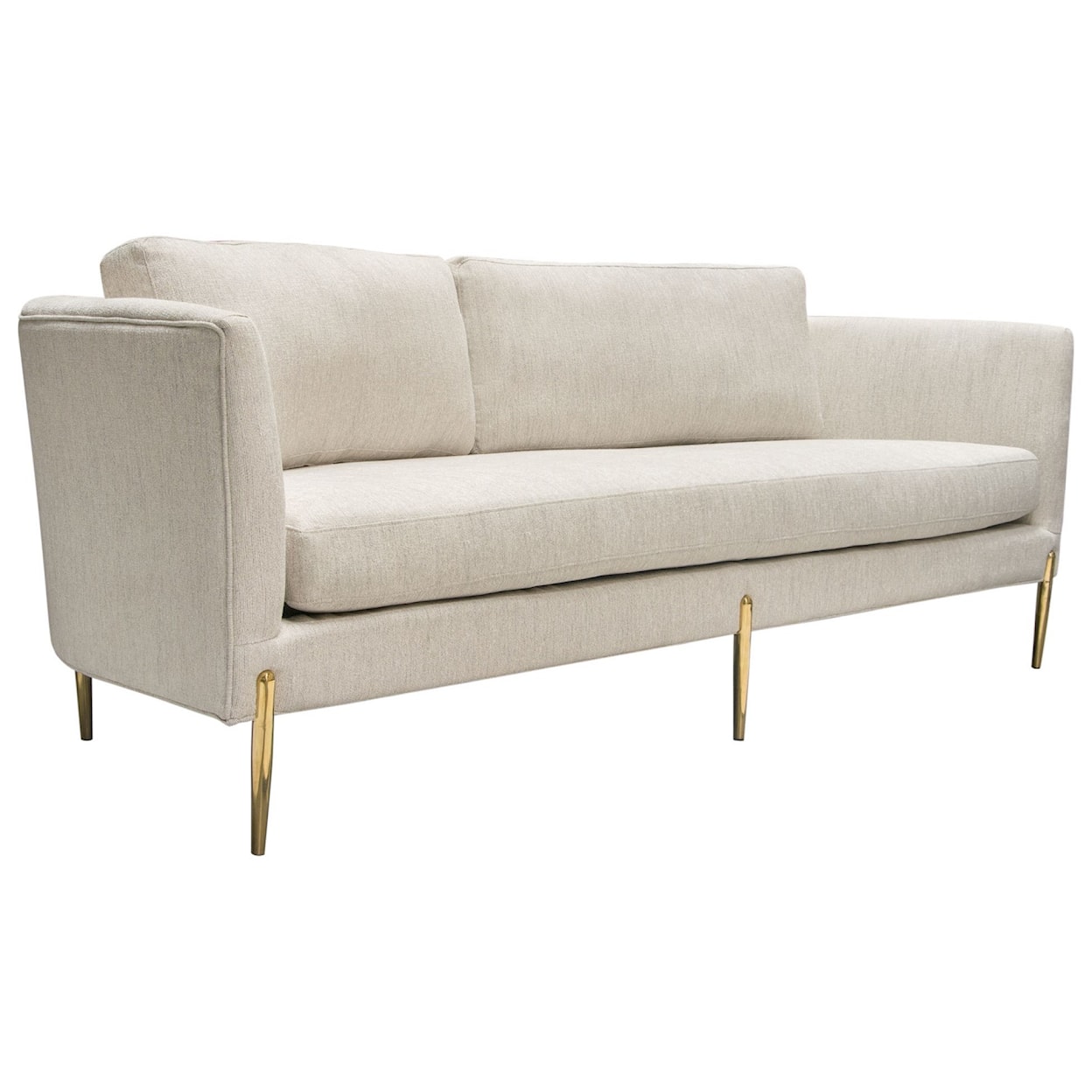 Diamond Sofa Furniture Lane Sofa in Light Cream Fabric with Gold Metal L