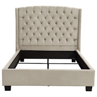 King Upholstered Bed with Tufting and Wings
