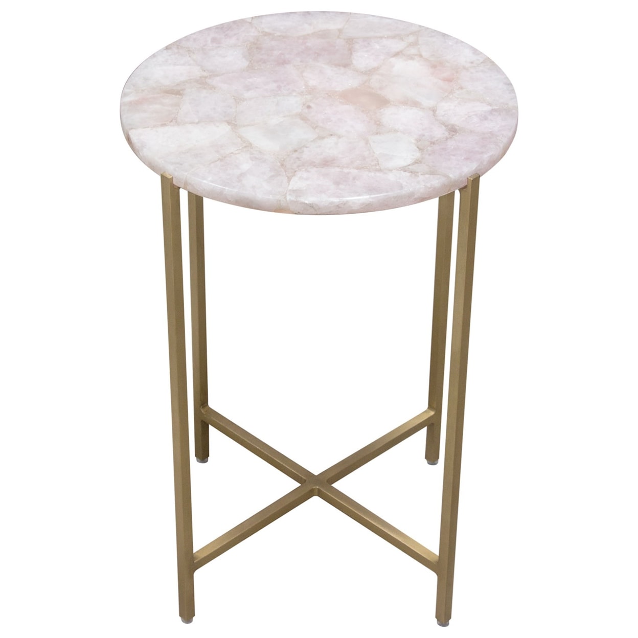 Diamond Sofa Furniture Mika Round Accent Table w/ Rose Quartz Top