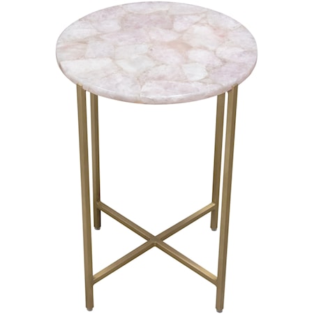 Round Accent Table w/ Rose Quartz Top