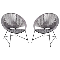 Set of 2 Contemporary Rope Papasan Chairs